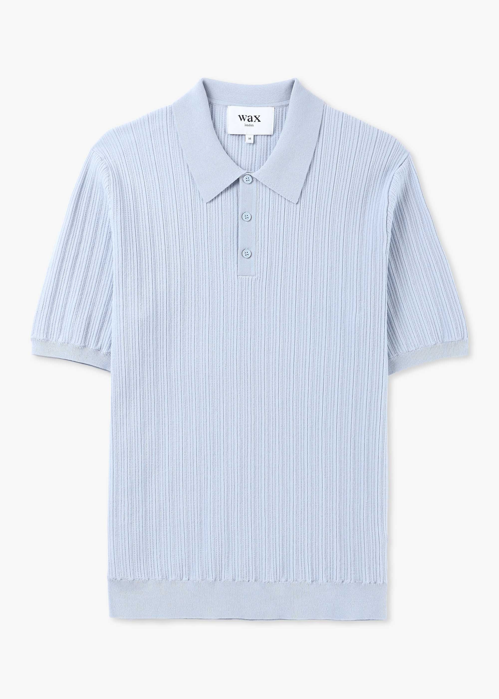 Wax London Mens Naples Vertiacal Knit Polo Shirt In Blue