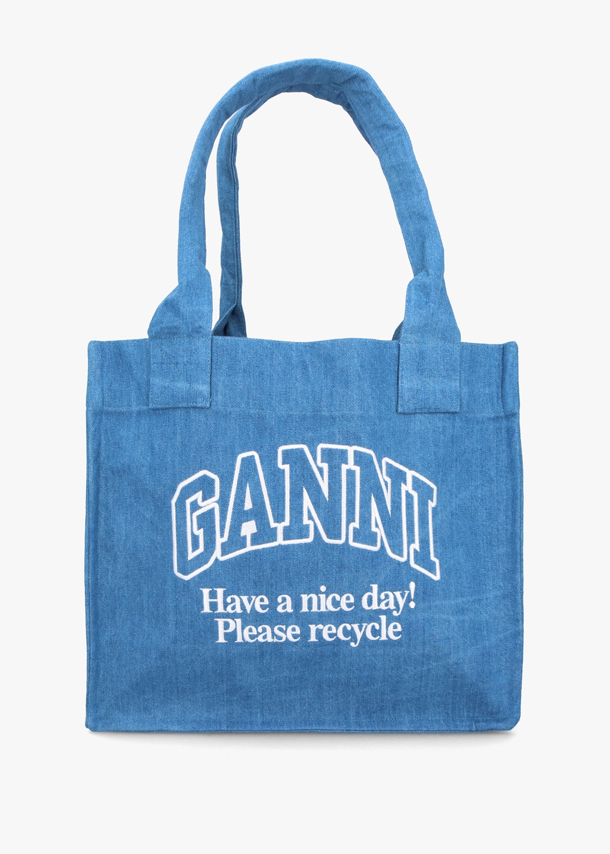 Ganni Womens Large Easy Shopper In Denim Blue