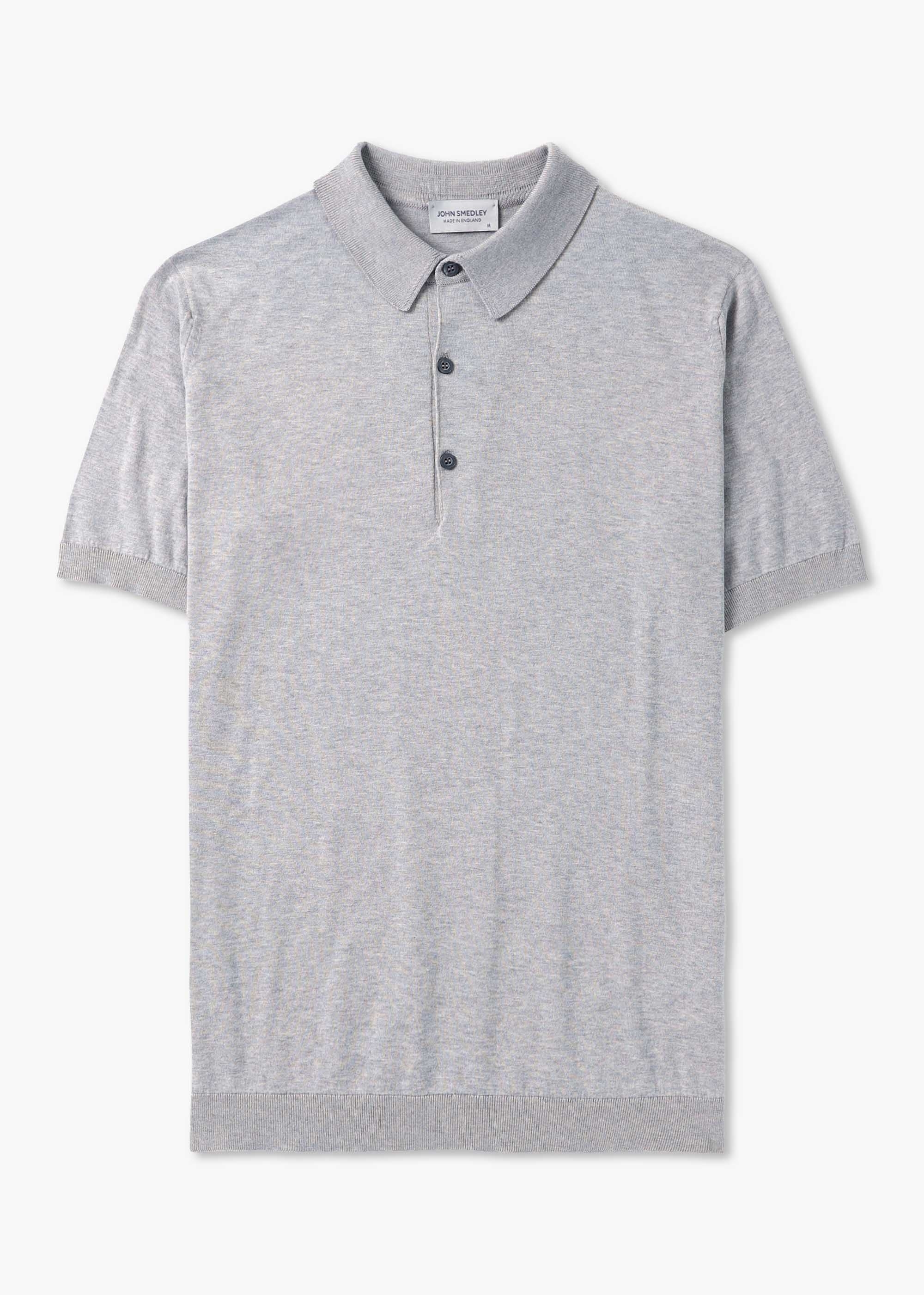 John Smedley Mens Adrian Knitted Polo Shirt In Silver