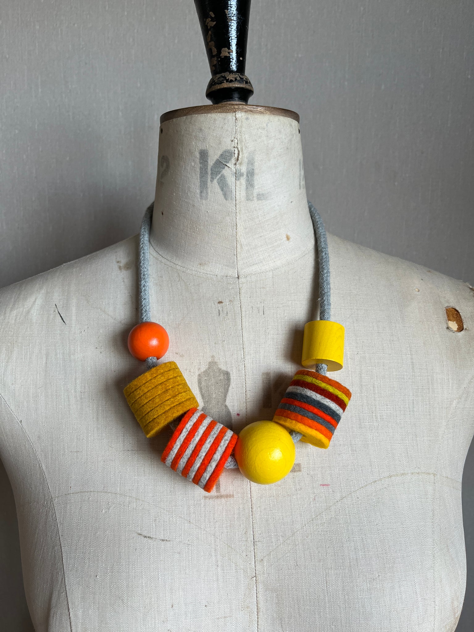 Lynsey Walters Industrial Felt Necklace Wool + Rope Orange