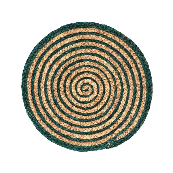 Gisela Graham Placemat - Round Green & Natural Spiral Seagrass