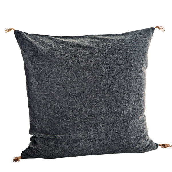 Madam Stoltz Washed Cotton Cushion Cover - Anthracite