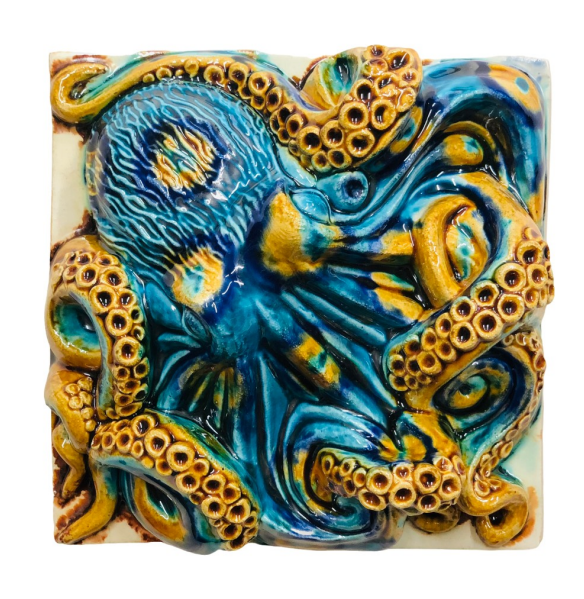Eclectica Deco 15x15 Handmade Relief Octopus Tile