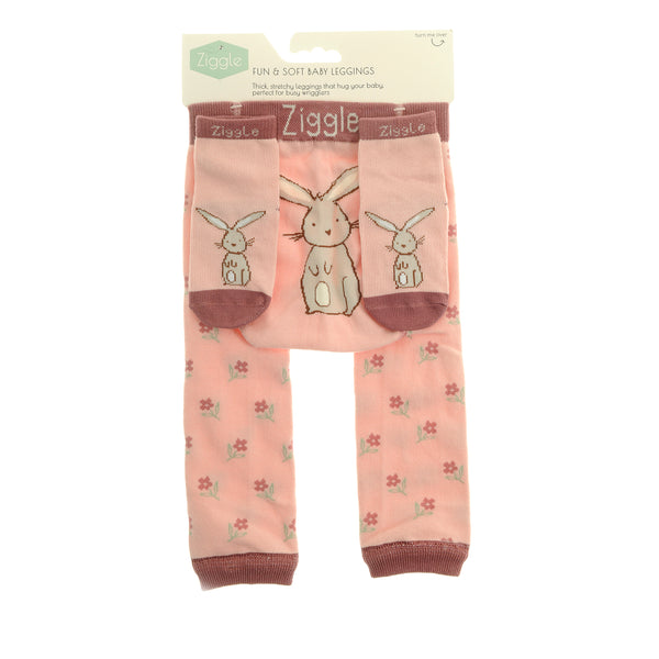 Ziggle Baby Pink Leggings and Socks Set - Bunnies