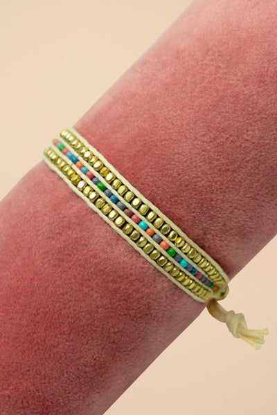 Powder Beaded Bracelet Narrow - Multi Stripe