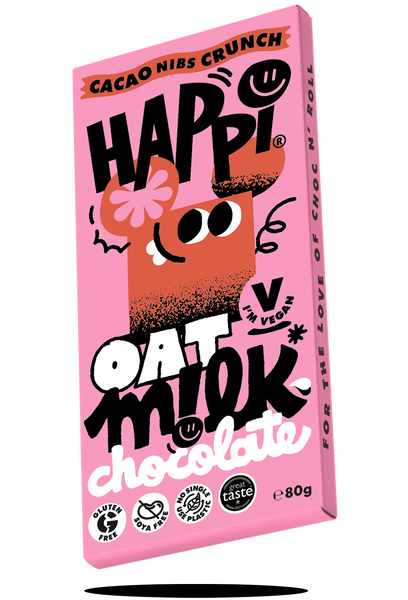 Happi Oat M!lk Chocolate Cacoa Nibs Crunch Bar