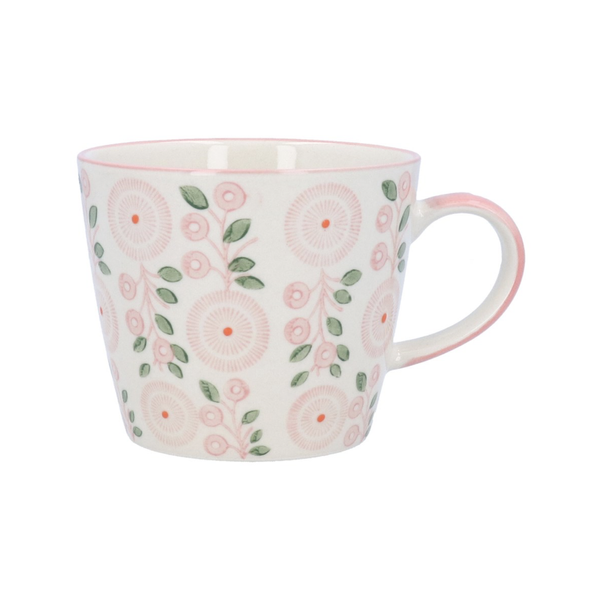 Gisela Graham Stoneware Mug - Pink Bellis Daisy Pattern