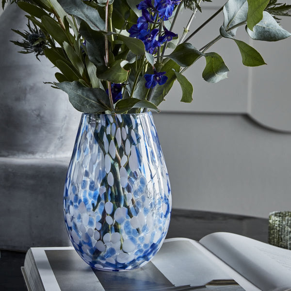 House Doctor Blue Molten Glass Vase - Large