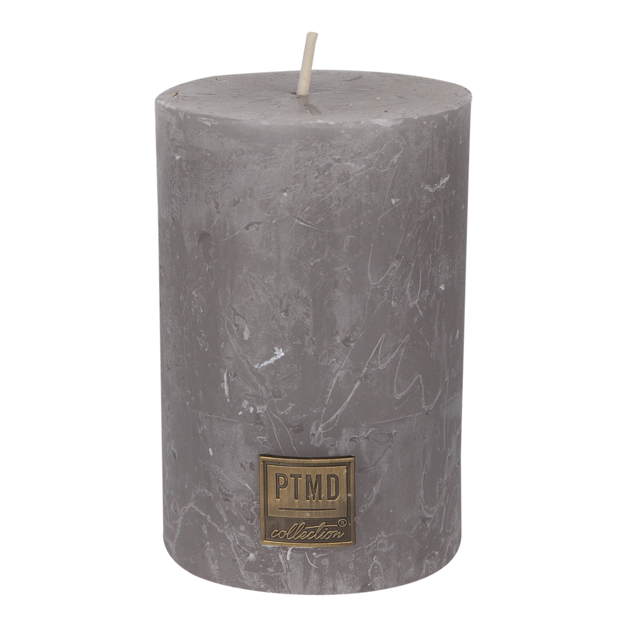 PTMD 10 x 7cm Suede Grey Rustic Pillar Candle