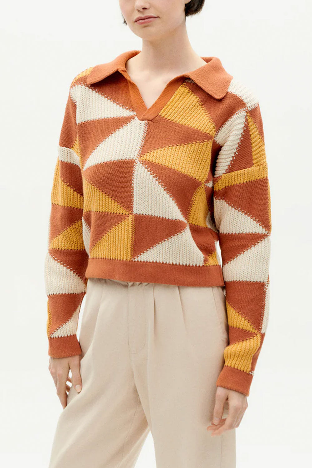 Thinking Mu Brown Paquita Knitted Sweater