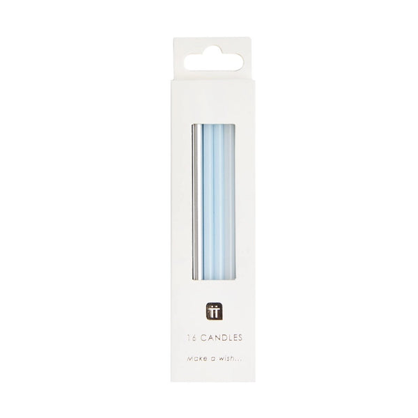 Talking Tables Long Blue And Silver Birthday Candles - 16 Pack