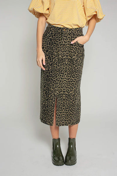 Nooki Design Frankie Khaki Leopard Skirt