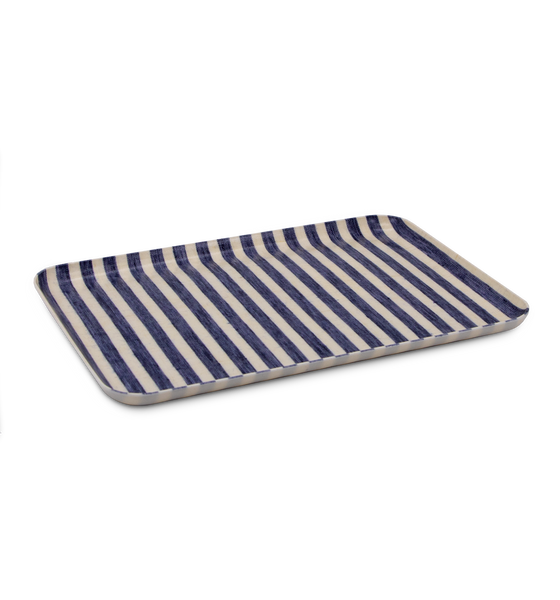 Fog Linen Work Medium Coated Linen Tray, Blue Stripe