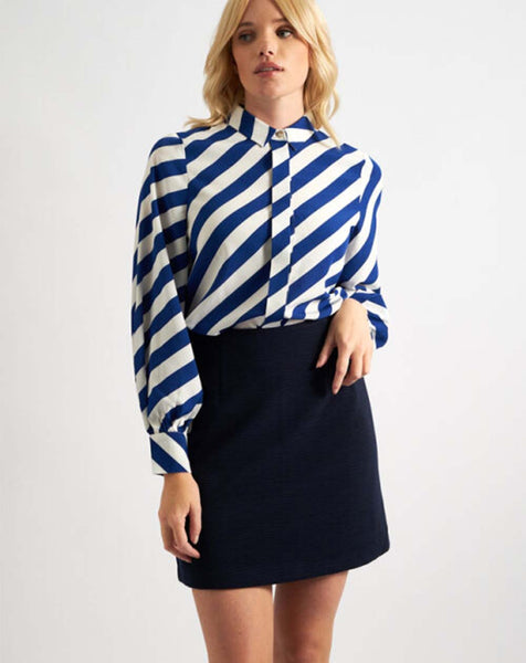 Louche London Louche - Aubin Mini Skirt - Navy Rib