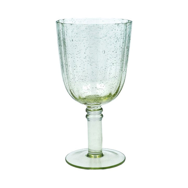Gisela Graham Green Bubble Fluted Goblet Wine Glass