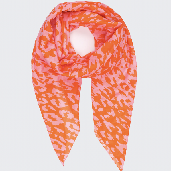 livs Scarf - Cotton Animal & Star Print, Pink