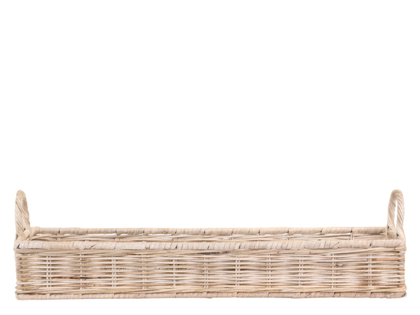 Chic Antique Long Wicker Tray With Handles