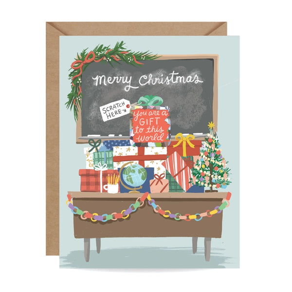 Inklings Scratch-off Teacher Christmas Card - Holiday Card