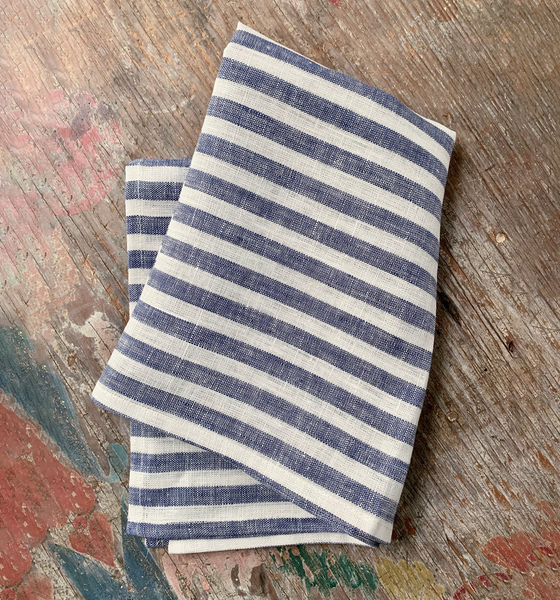 Fog Linen Work Linen Kitchen Cloth, Blue Stripe