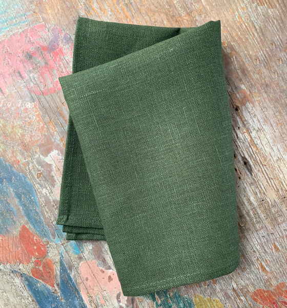 Fog Linen Work Laurel Thick Linen Kitchen Cloth, Dark Green