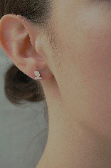 Atypical Thing Silver Intersecting Geo Stud Earrings