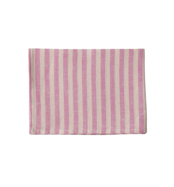Fog Linen Work Michele Linen Kitchen Cloth, Beige & Pink Stripe