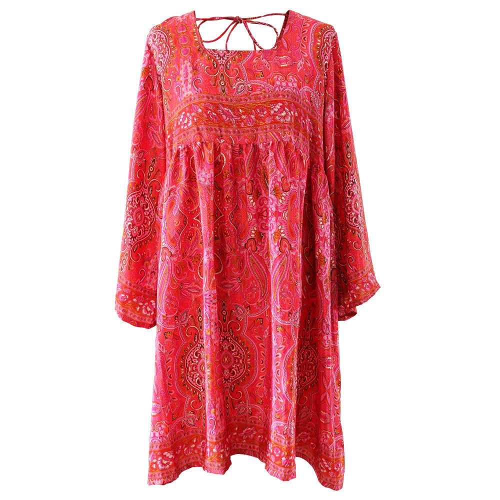 Powell Craft 'Phoebe' Red & Pink Paisley Baby Doll Dress