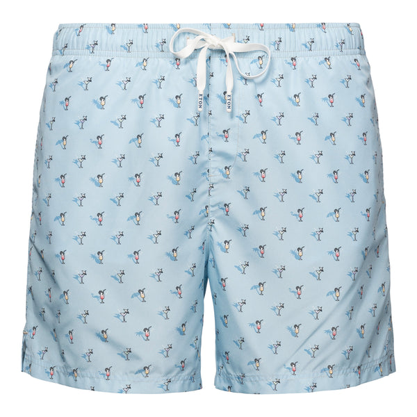 ETON - Light Blue Drinks Print Swimming Shorts 10001127223