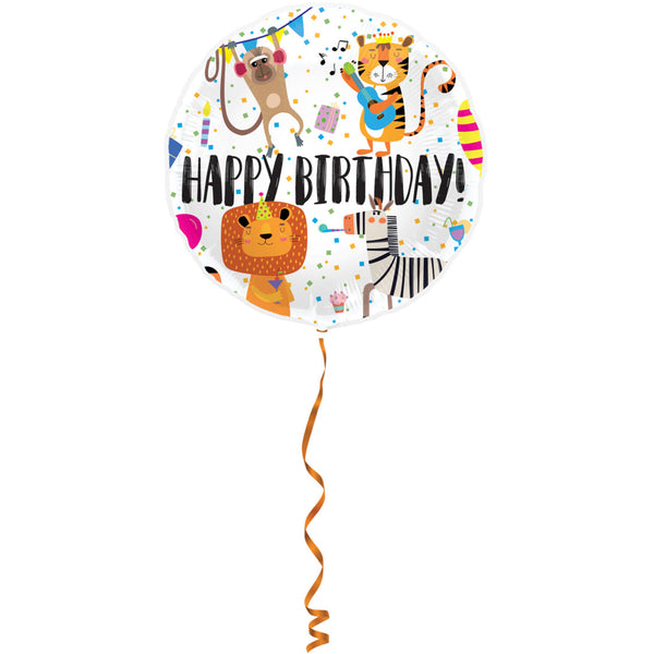 Folat Foil Balloon 'happy Birthday!' Animals - 45cm