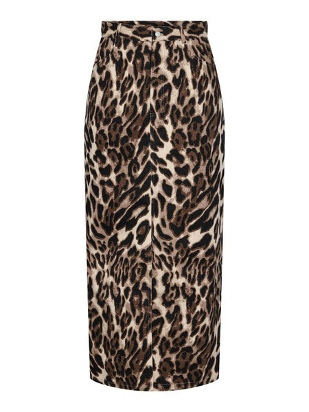 Pieces High Waisted Leopard Maxi Skirt