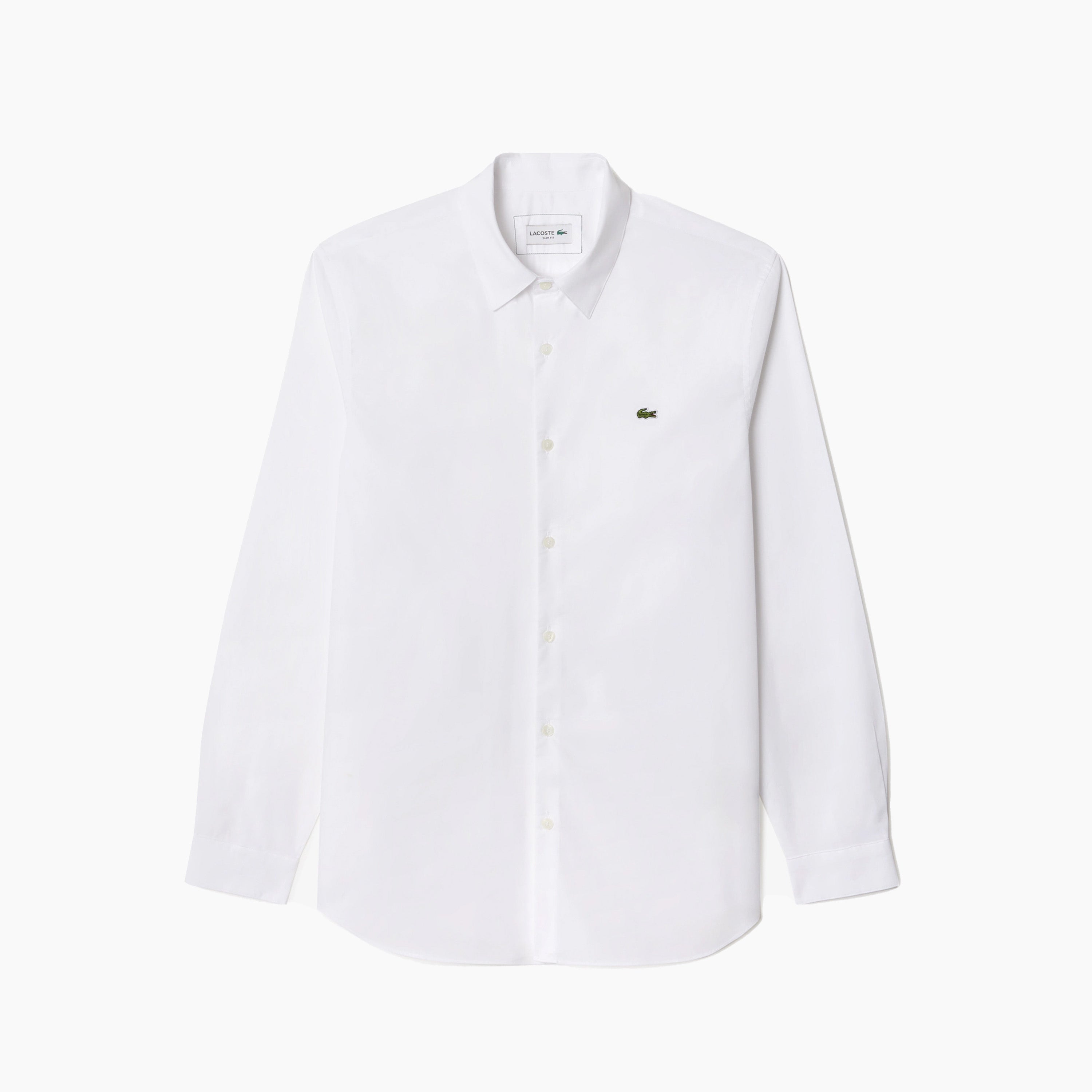 Lacoste White Cotton Stretch Slim Fit Shirt