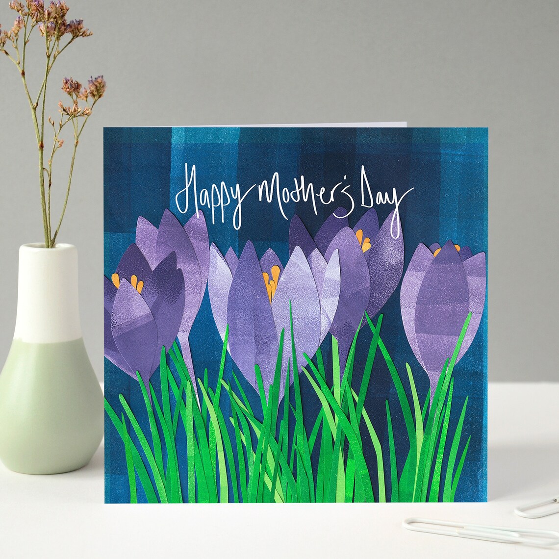 Fiona Clabon Happy Mother's Day Crocuses Blue 
