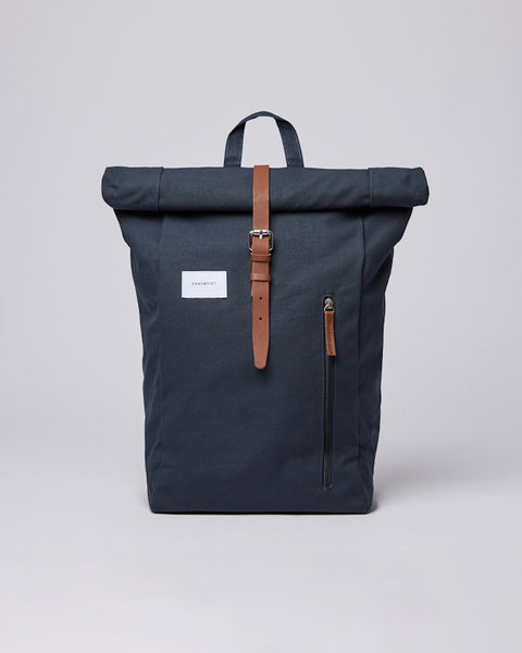 Sandqvist  Dante Navy With Cognac Brown Leather Backpack
