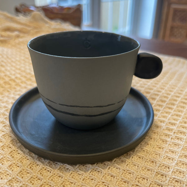 So Just Shop Espresso Cup And Saucer - Dark Grey