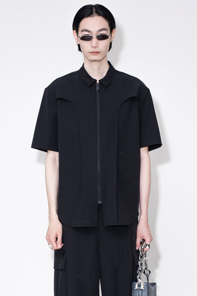 Han Kjobenhavn Washed Technical Zip S/s Shirt Black