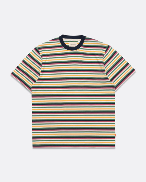 Far Afield Afts277a Crew Neck T Shirt Blackpool Stripe In Yarn Dyed Multicolour
