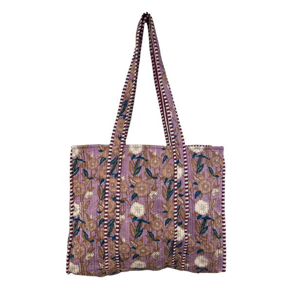 Behotribe  &  Nekewlam Tote Bag Large Revisable Block Printed Lilac Floral