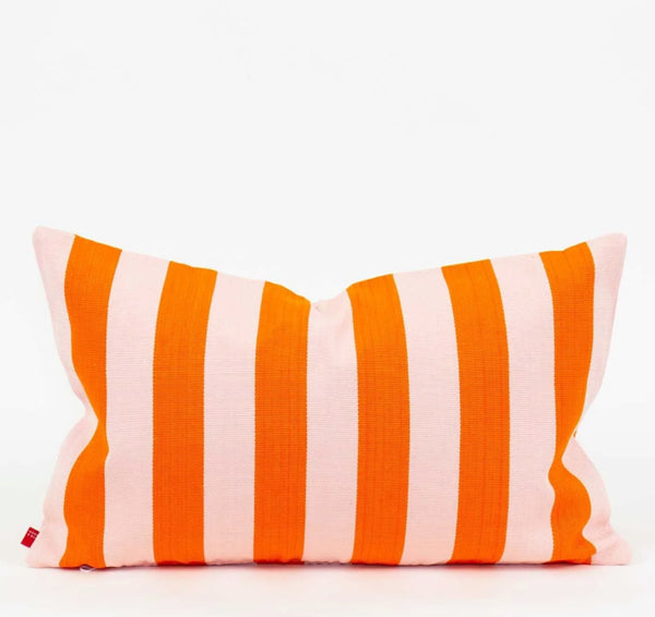 Afroart Pink And Orange Stripy Cushion