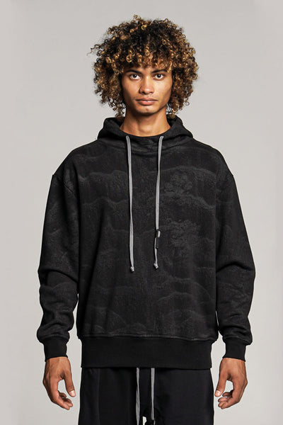 Revolver Hoodie With All-over Sand Print Black
