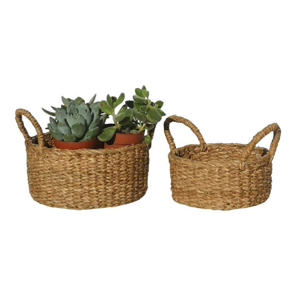 Casa Verde Round Jute Basket With Handles - Small Size