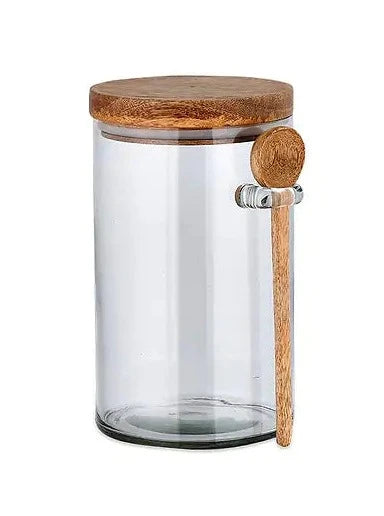 Nkuku Kossi Mango Wood & Glass Storage Jar - Large