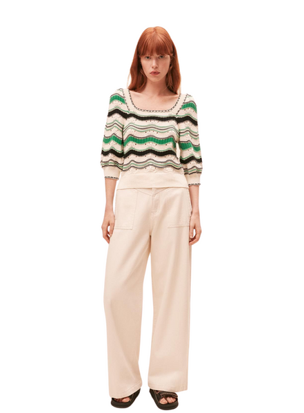 SUNCOO Patrici Knit Top In Green Stripes From