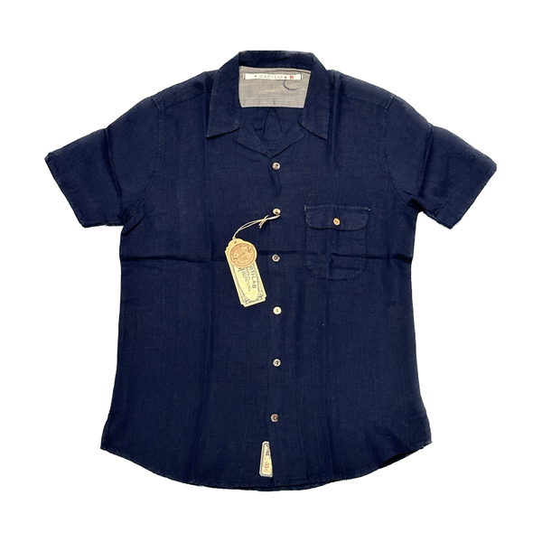 Scarti Lab Linen Ss Shirt Navy