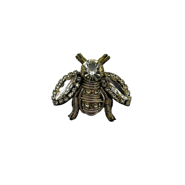 SIXTON LONDON Beaded Bee Brooch - Gold (small)