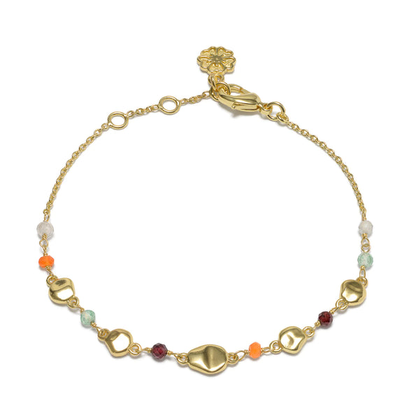 Azuni Sofia Gemstone And Gold Bead And Nugget Bracelet - Blush