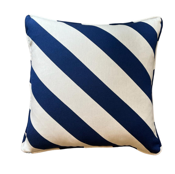 Bramley & White Bespoke - Sophie Robinson White And Blue Striped Cushion