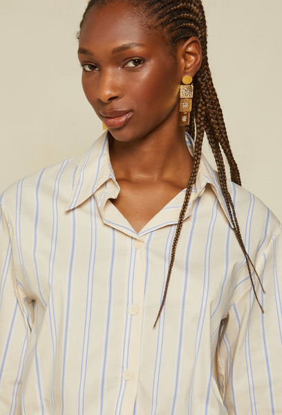 Spoiled Life Ottod'ame Cotton Striped Cropped Shirt