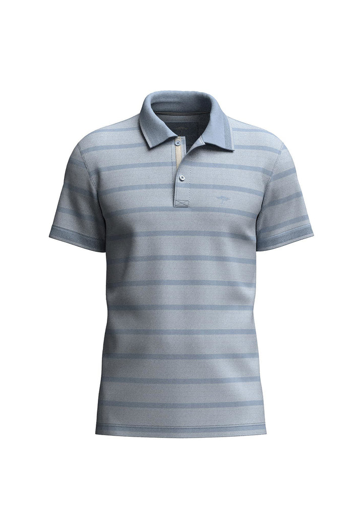 FYNCH-HATTON Pale Blue 2 Tone Fine Striped Polo Shirt 