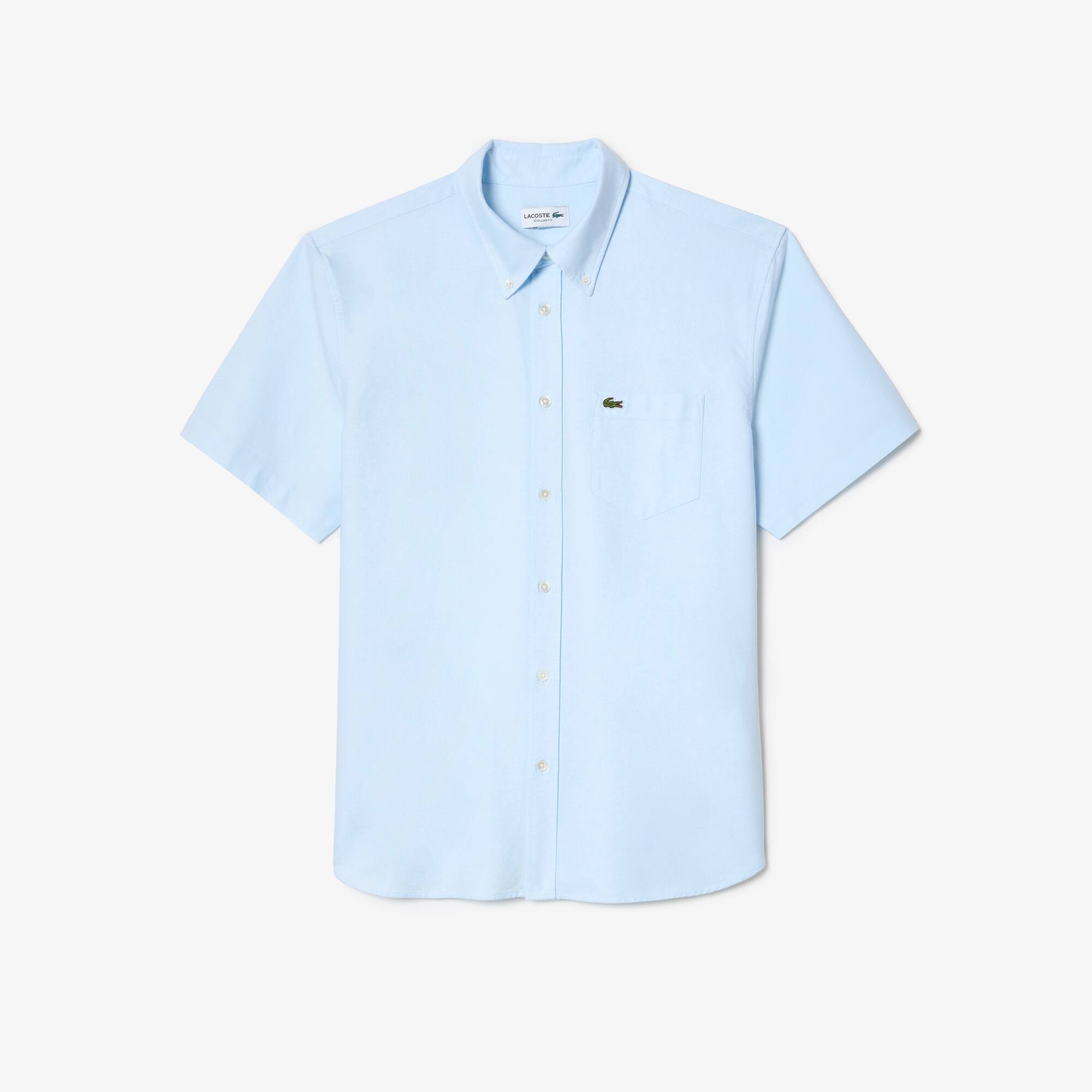 Lacoste Pale Blue Regular Fit Short Sleeve Oxford Shirt 