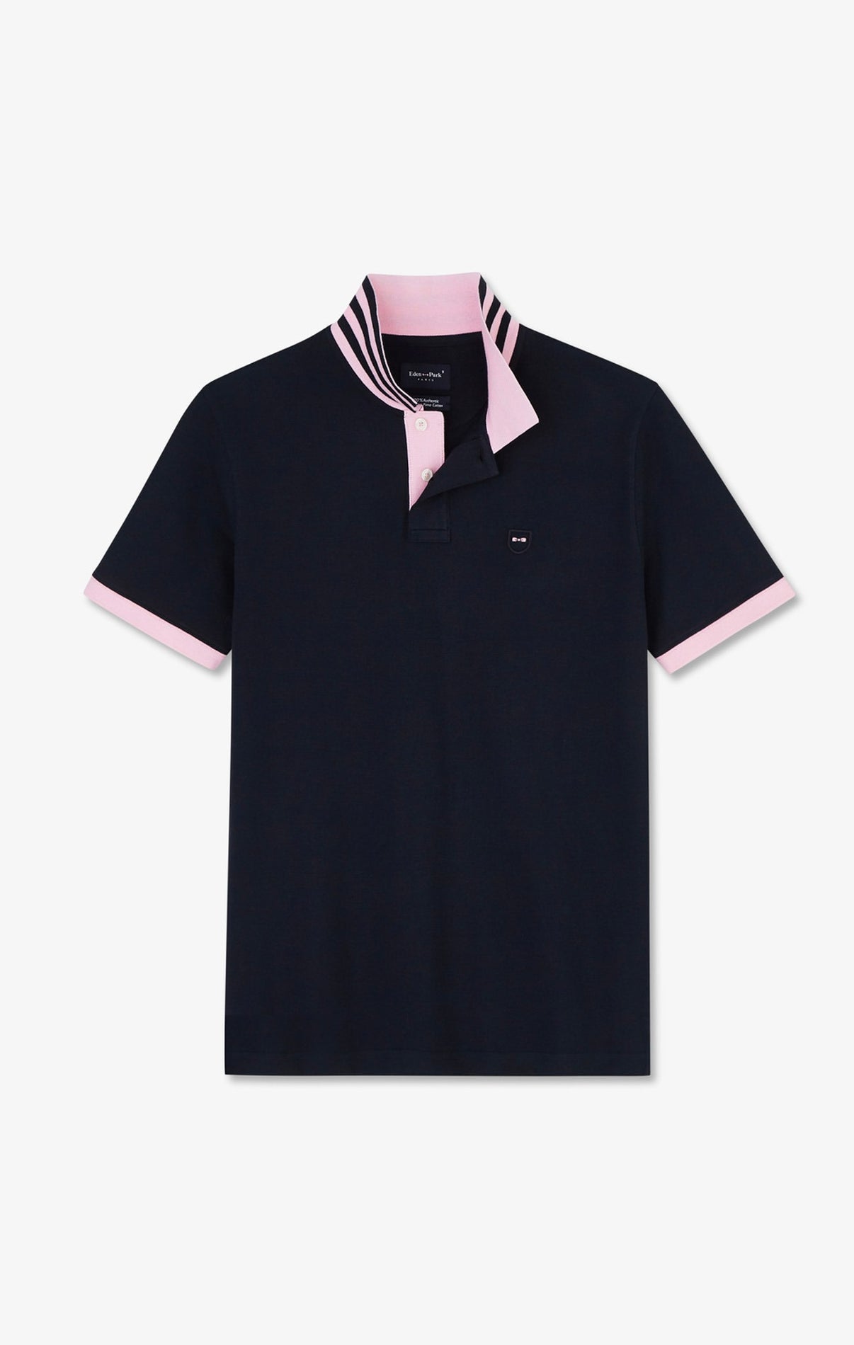 Eden Park Navy and Pink Contrast Polo Shirt